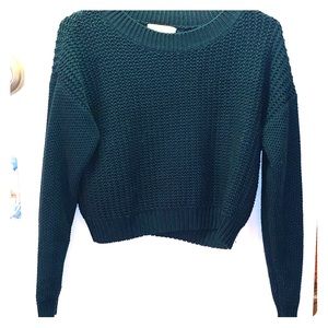 Forever 21 Dark Green Cropped Sweater MEDIUM